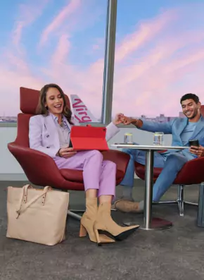 Passengers in business lounge